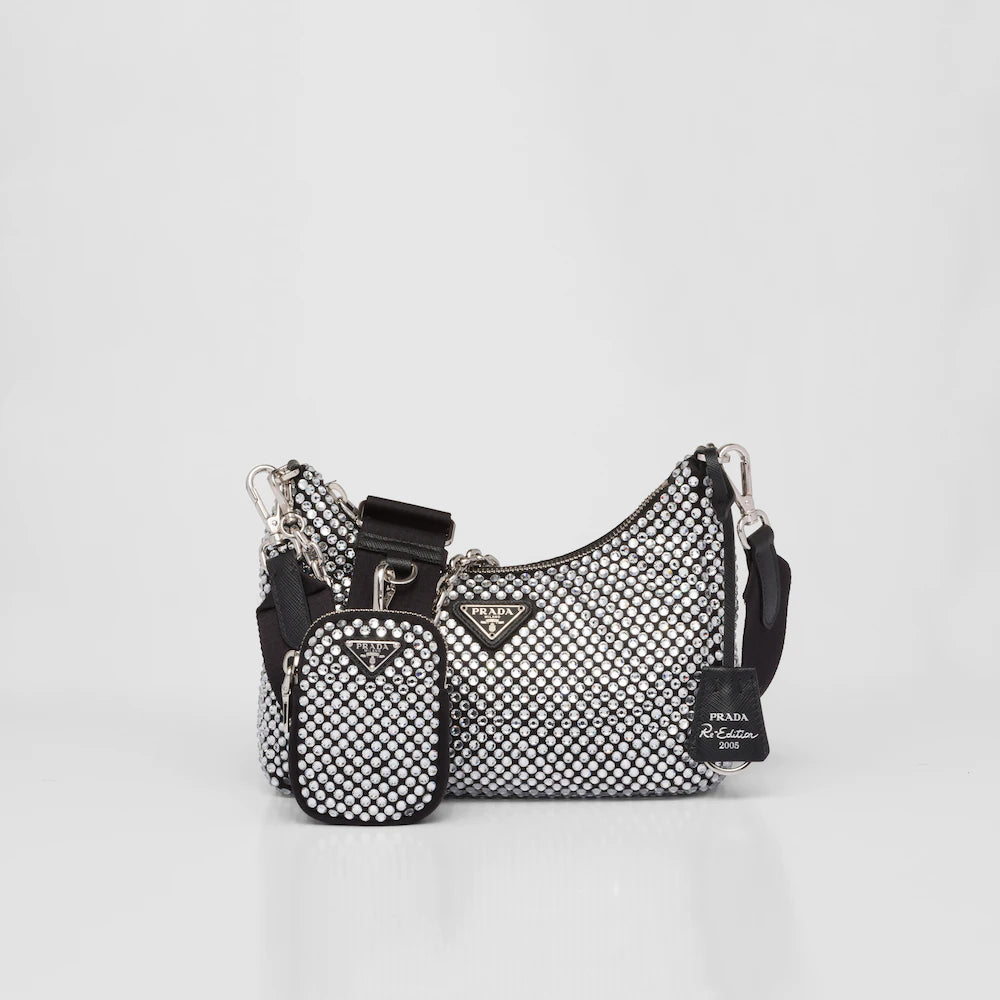 Prada Re-Edition 2005 satin bag with crystals