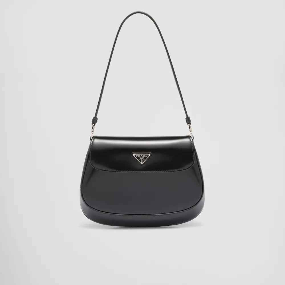 Prada Cleo brushed leather shoulder bag with flap