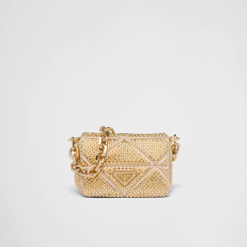 Satin mini-bag with crystals