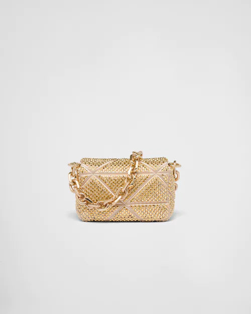 Satin mini-bag with crystals