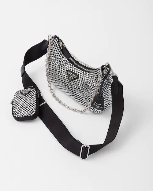 Prada Re-Edition 2005 satin bag with crystals