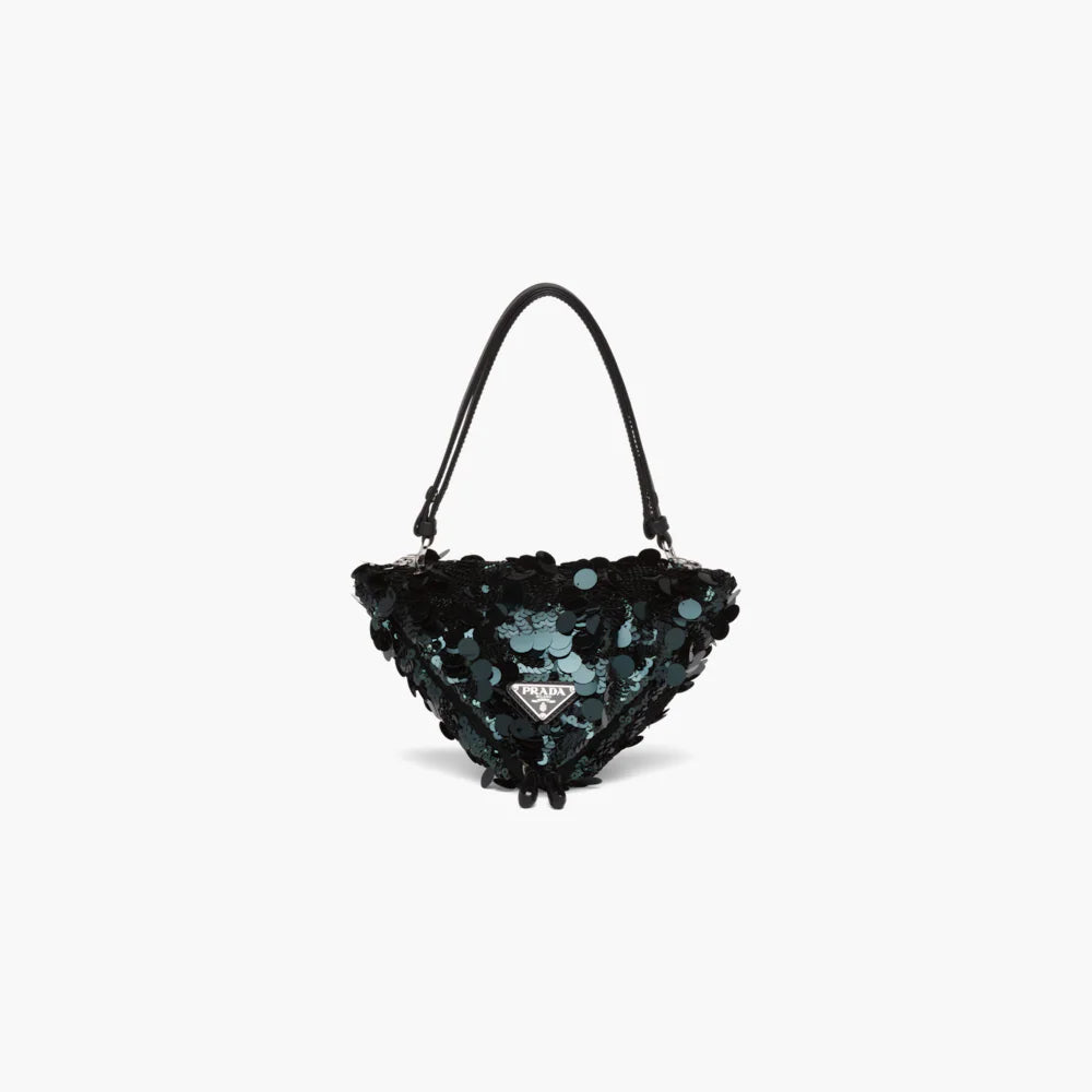 Sequin and leather handbag