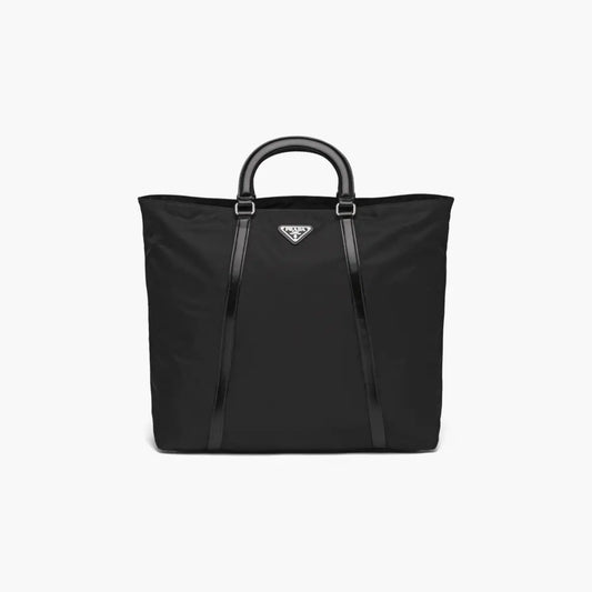 Large nylon and leather tote