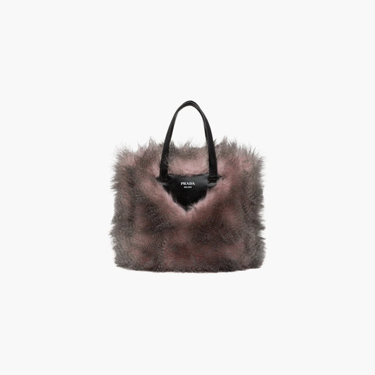 Faux fur fabric tote bag