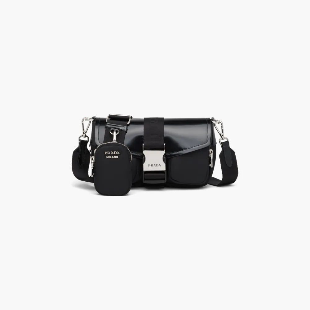 Prada Pocket nylon and brushed leather bag