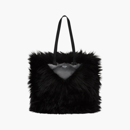 Faux fur fabric tote bag