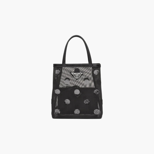 Small polka-dot mesh tote bag