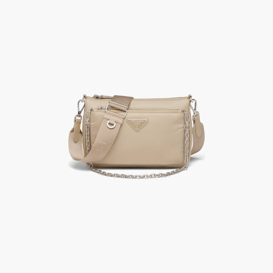 Re-Nylon and Saffiano leather shoulder bag