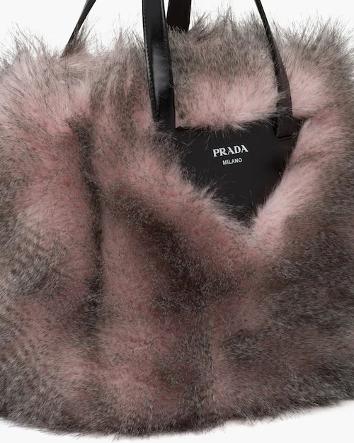 Faux fur fabric tote bag