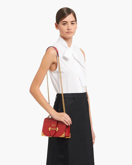 Leather Prada Cahier Shoulder Bag