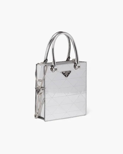 Small metallic leather tote bag