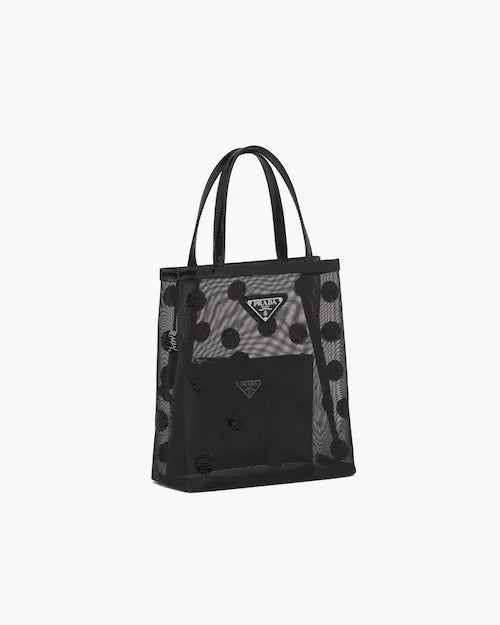 Small polka-dot mesh tote bag