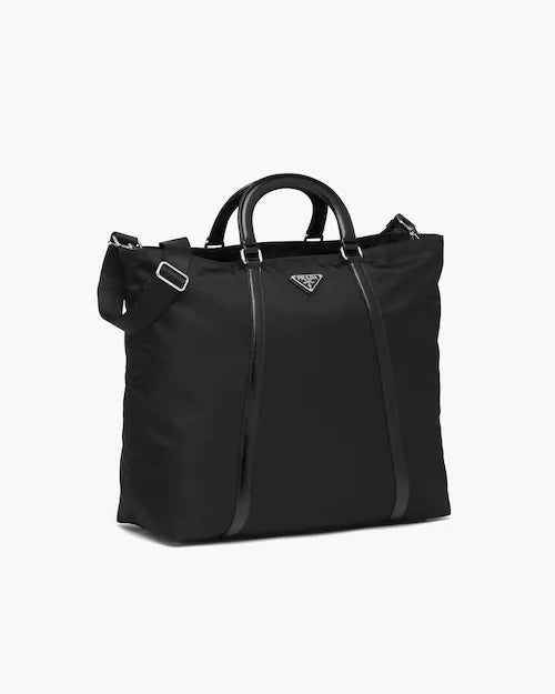 Large nylon and leather tote