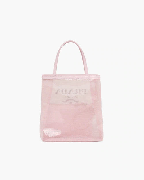 Small sequined mesh tote bag