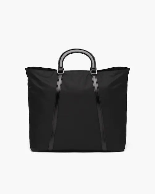 Large nylon and leather tote