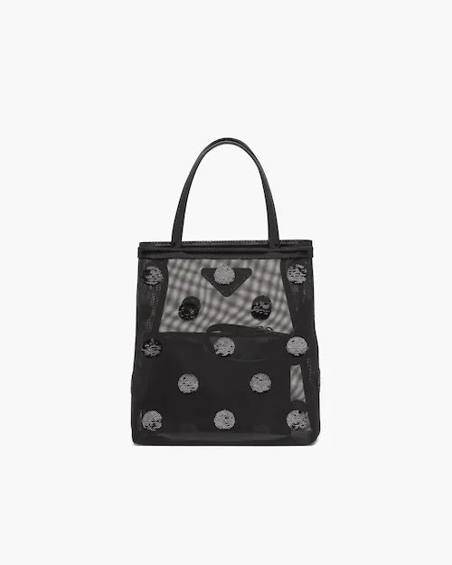 Small polka-dot mesh tote bag