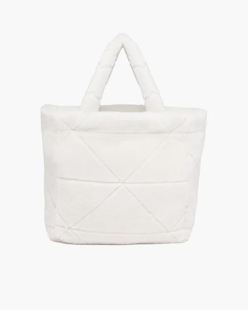 Quilted shearling tote bag