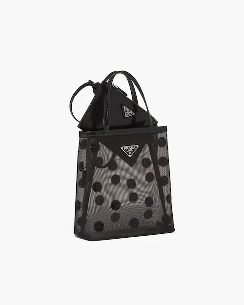 Small polka-dot mesh tote bag