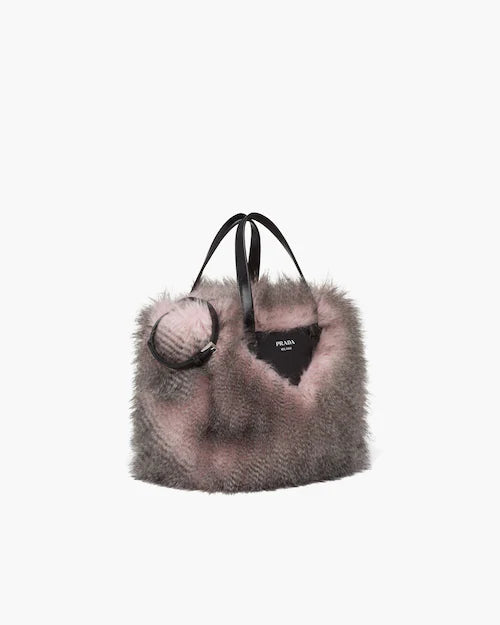 Faux fur fabric tote bag