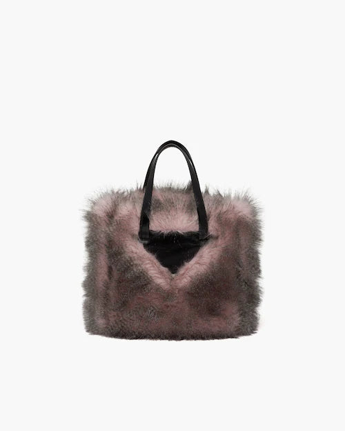 Faux fur fabric tote bag