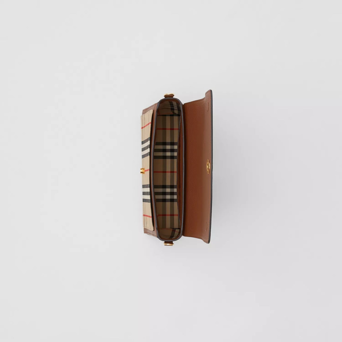 Leather and Vintage Check Note Crossbody Bag