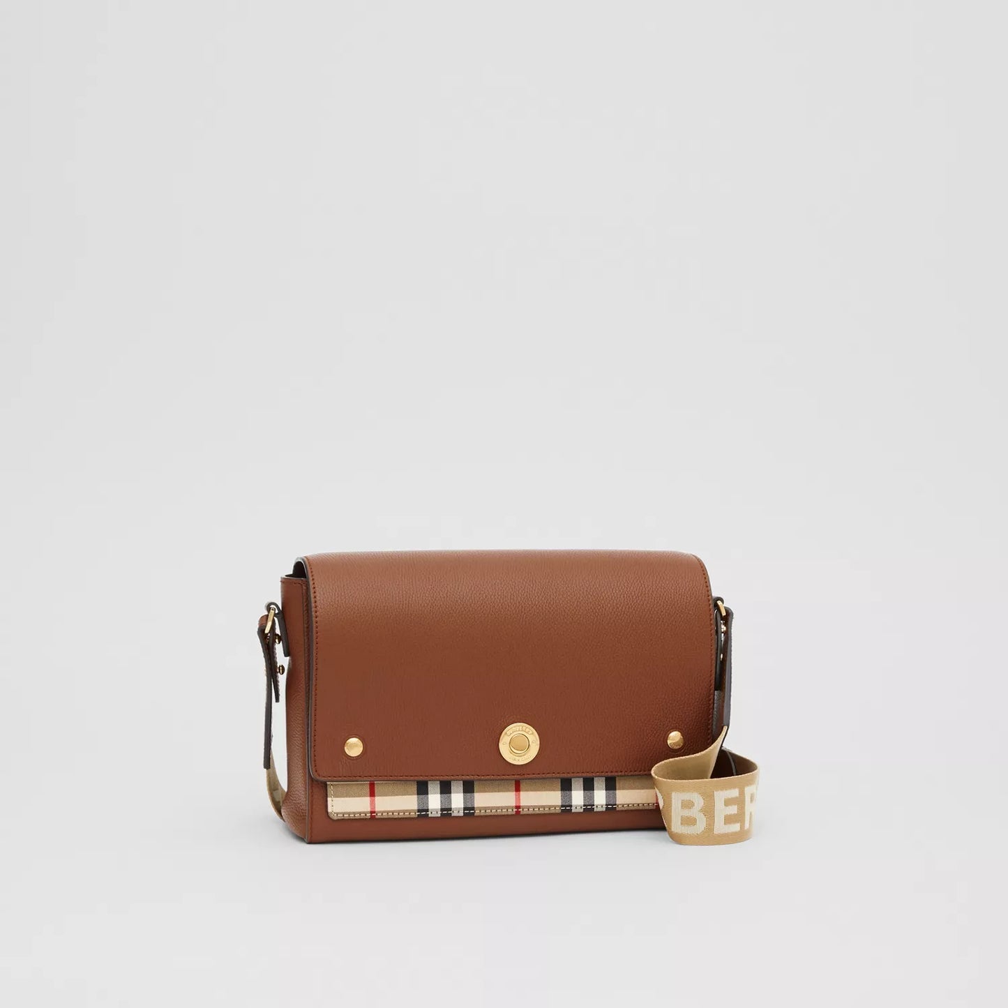 Leather and Vintage Check Note Crossbody Bag